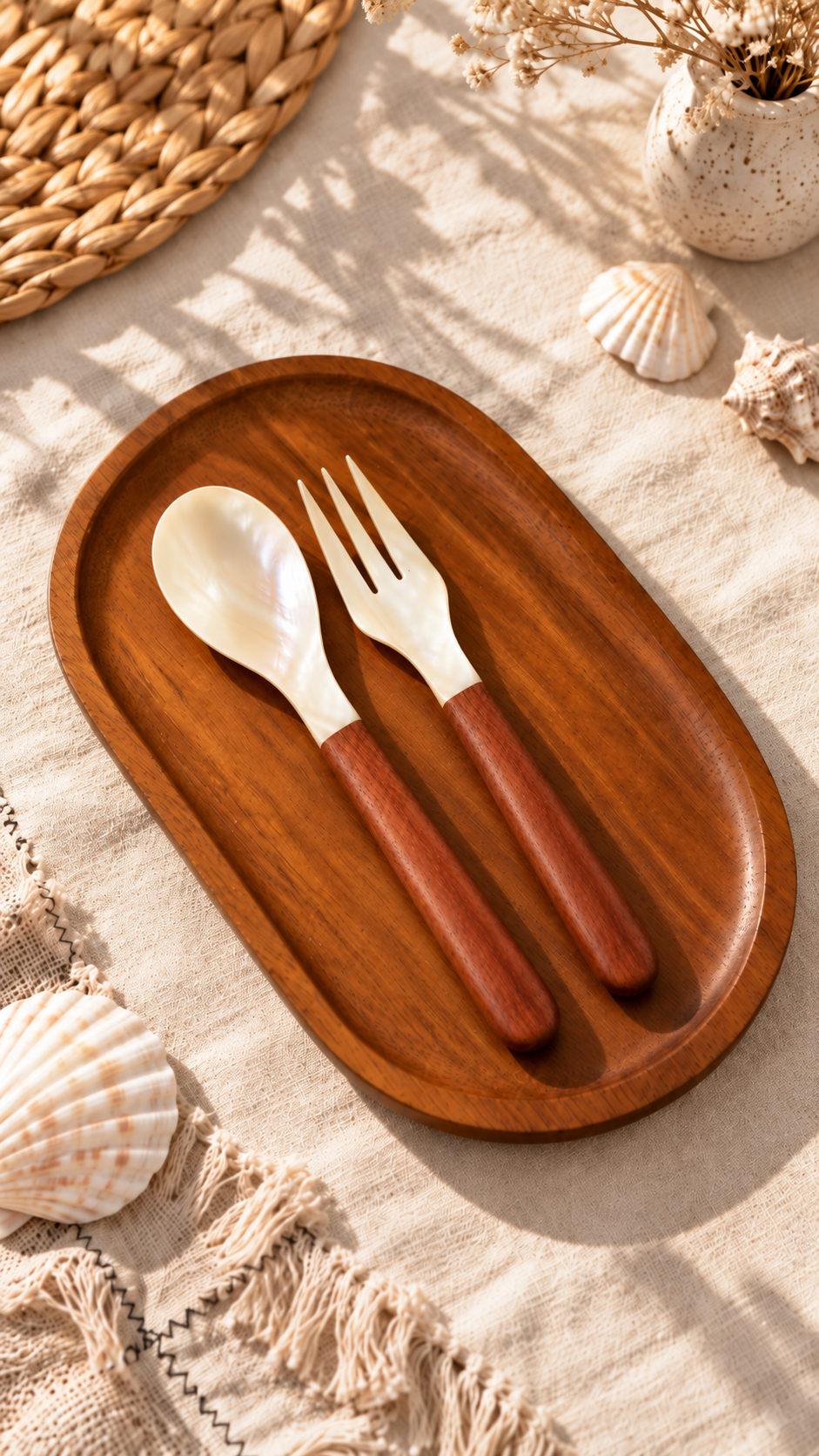 Pearlescent Wood Fork & Spoon Set
