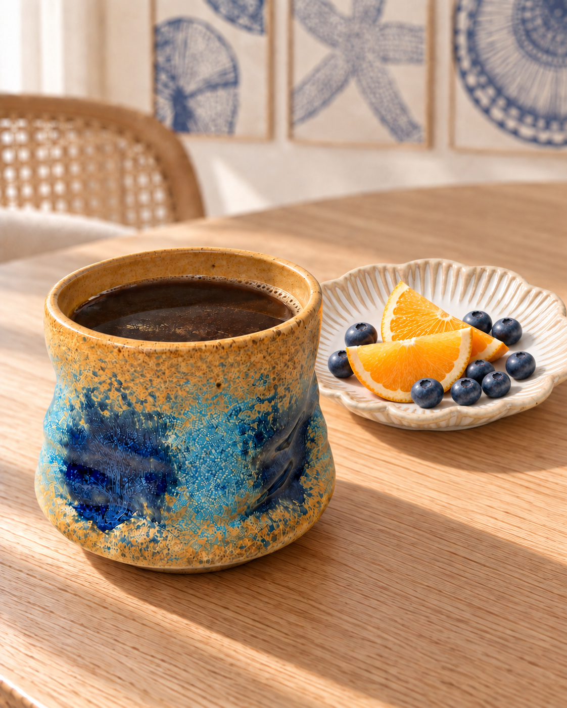 Mediterranean Blue Stone Ceramic Cup