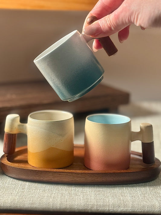 Sunrise Wave Ceramic Espresso Cup Set