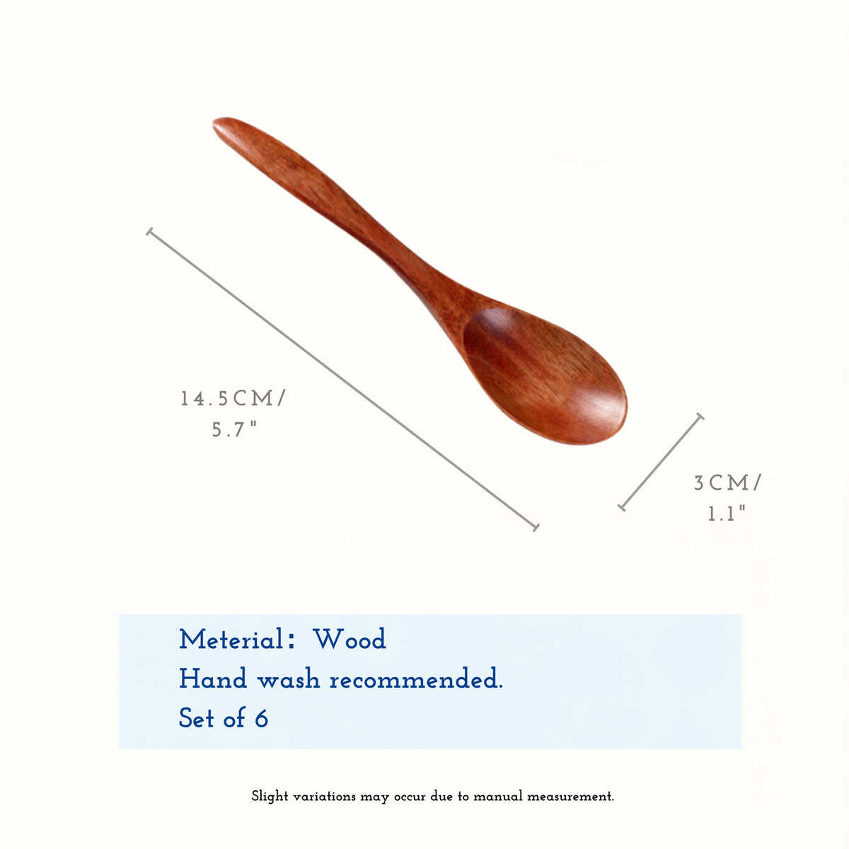 Warm Grain Wooden Tea Spoon Set | Set of 6