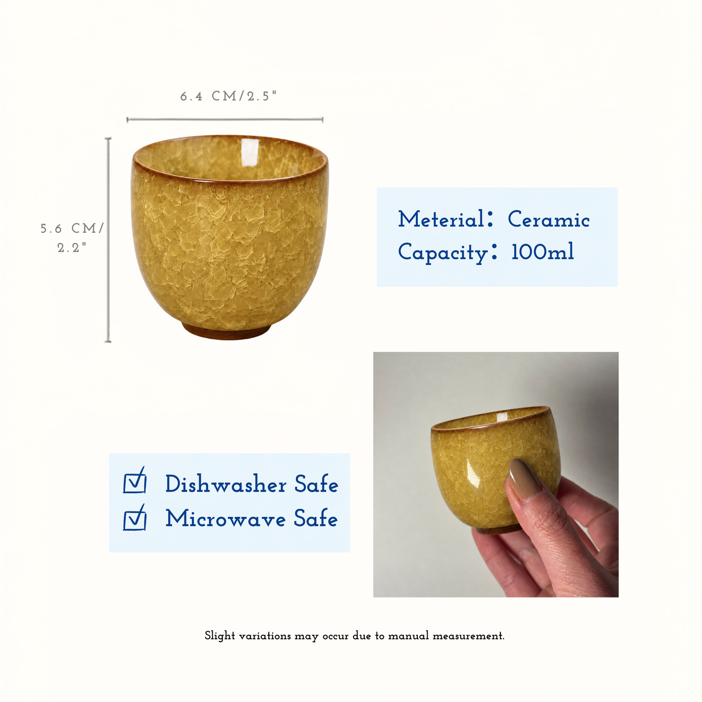 Sunlit Yellow&Dusty Amber Crackle Glaze Cup Set
