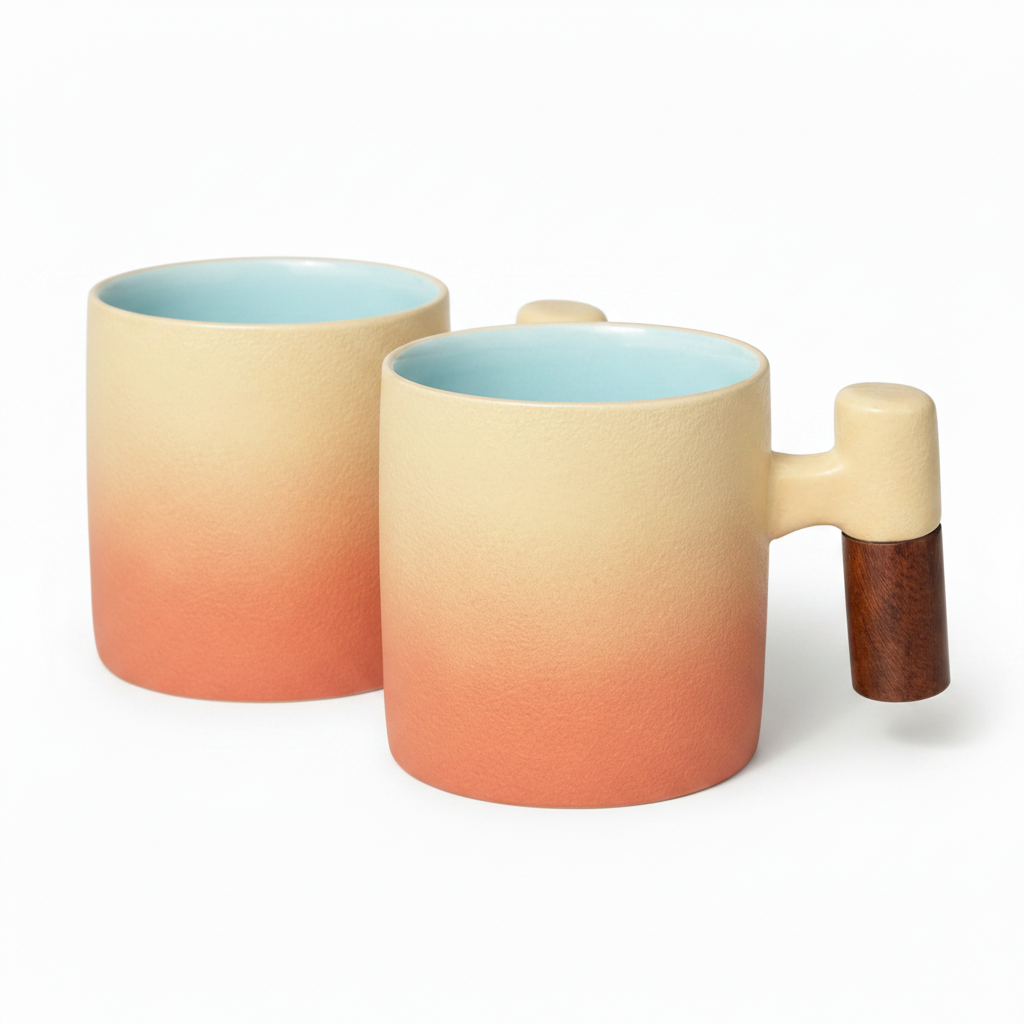 Sunrise Wave Ceramic Espresso Cup Set