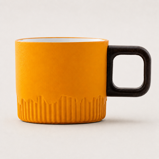 Morning Glow Ribbed Ceramic Espresso Cup
