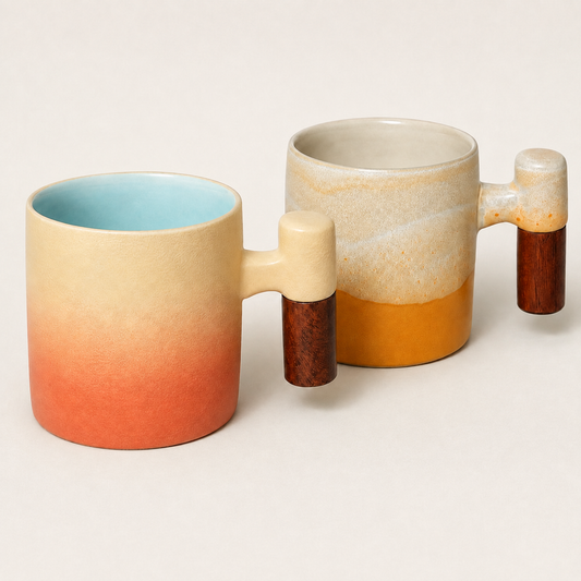 Sunrise Wave Ceramic Espresso Cup Set