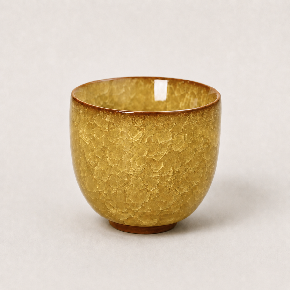 Sunlit Yellow&Dusty Amber Crackle Glaze Cup Set