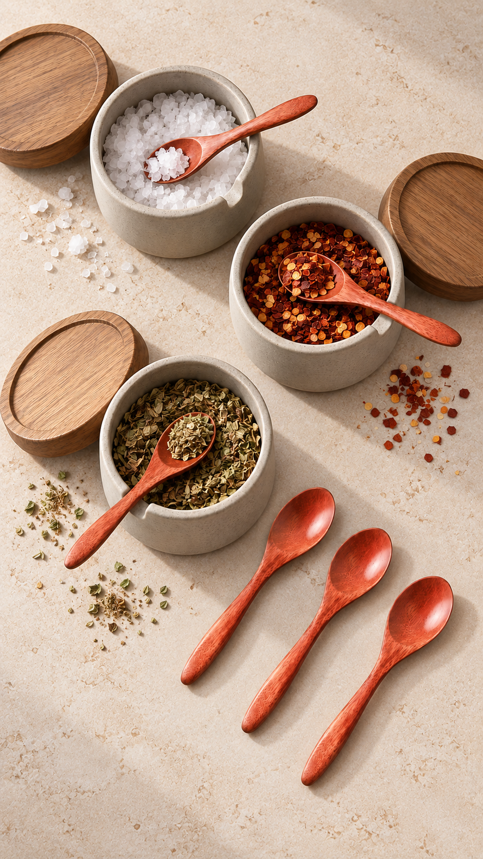 Warm Grain Wooden Tea Spoon Set | Set of 6