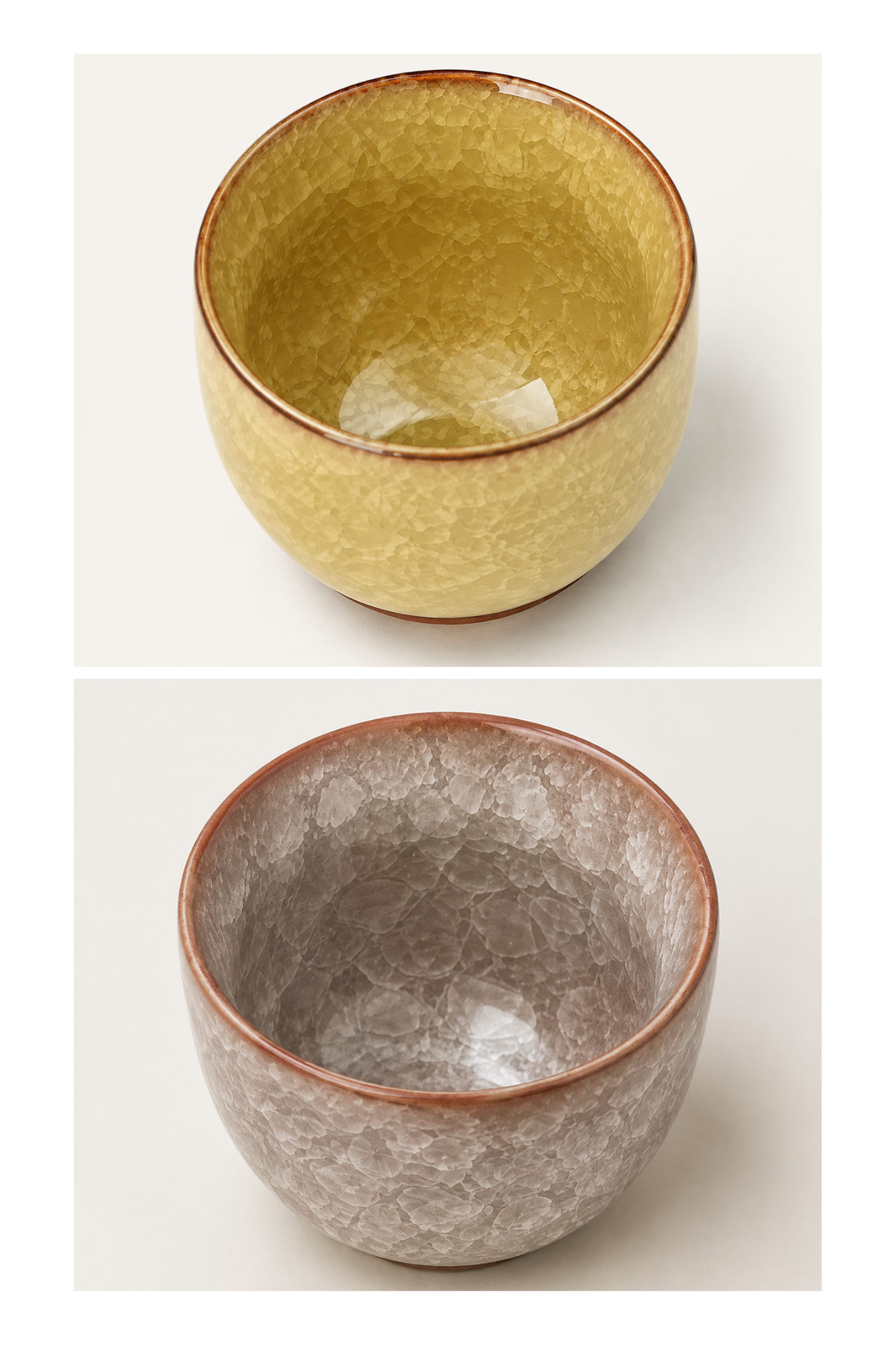 Sunlit Yellow&Dusty Amber Crackle Glaze Cup Set