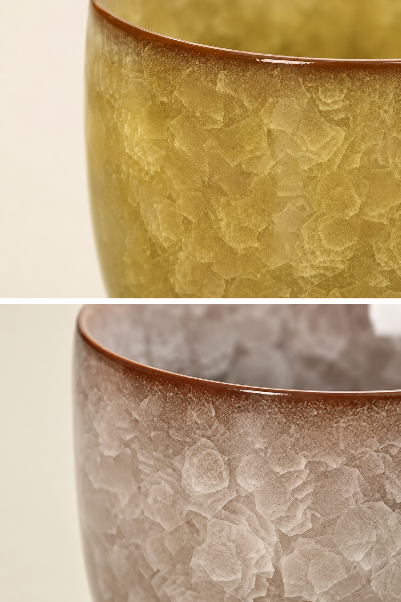 Sunlit Yellow&Dusty Amber Crackle Glaze Cup Set