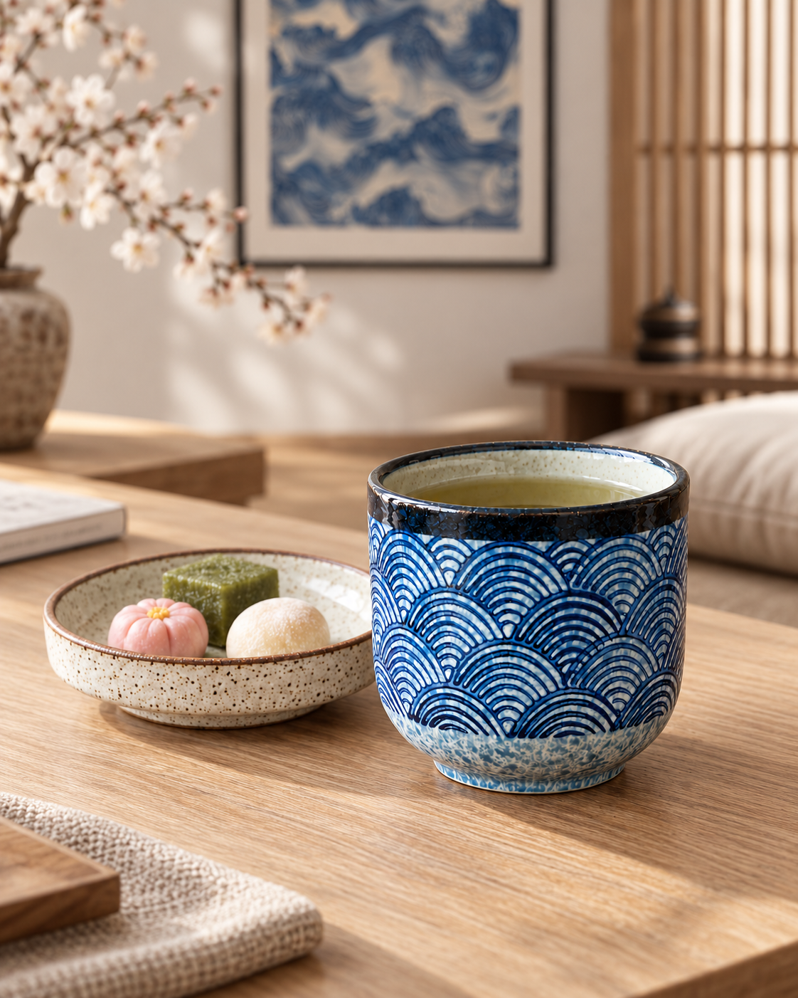 Seigaiha Wave Ceramic Cup