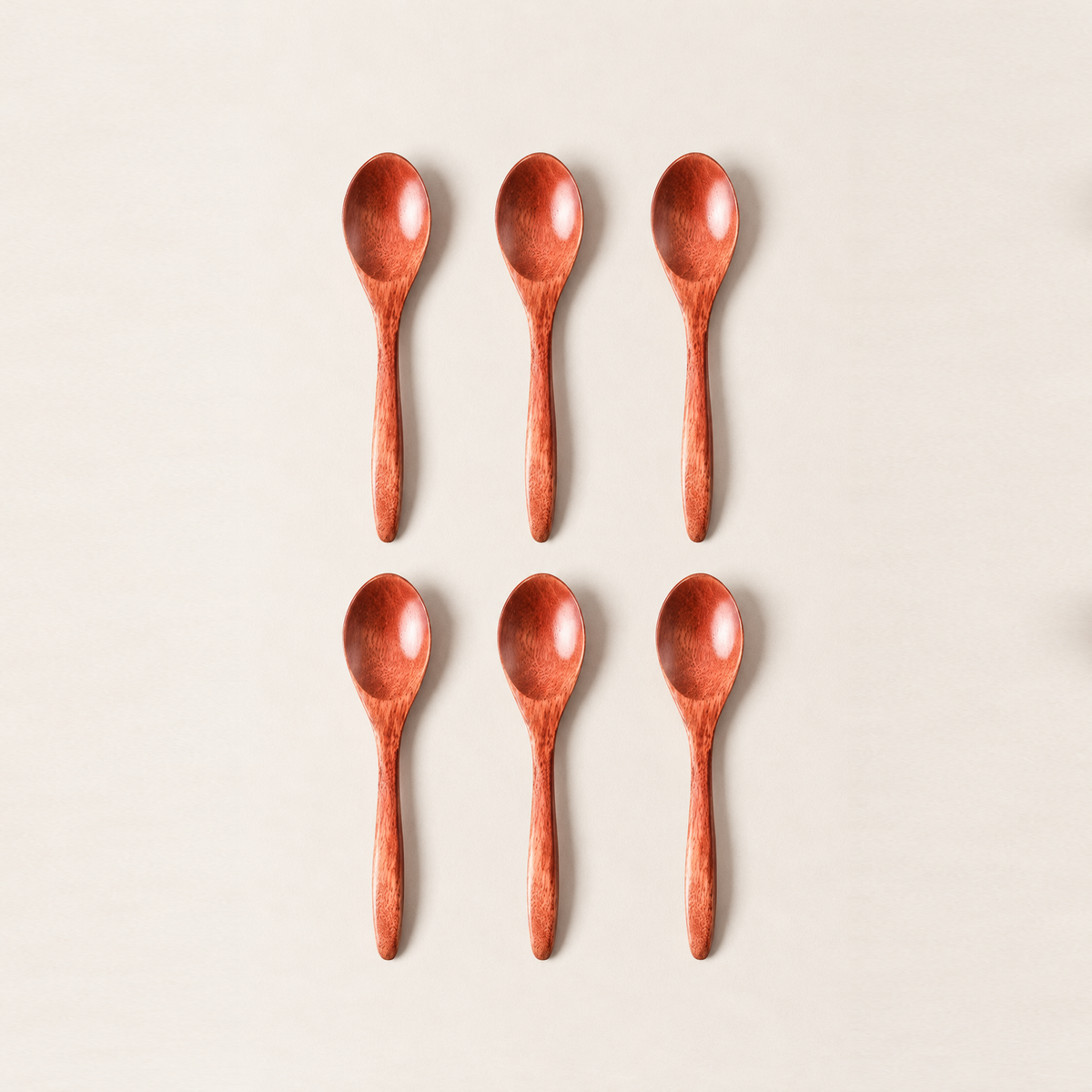 Warm Grain Wooden Tea Spoon Set | Set of 6